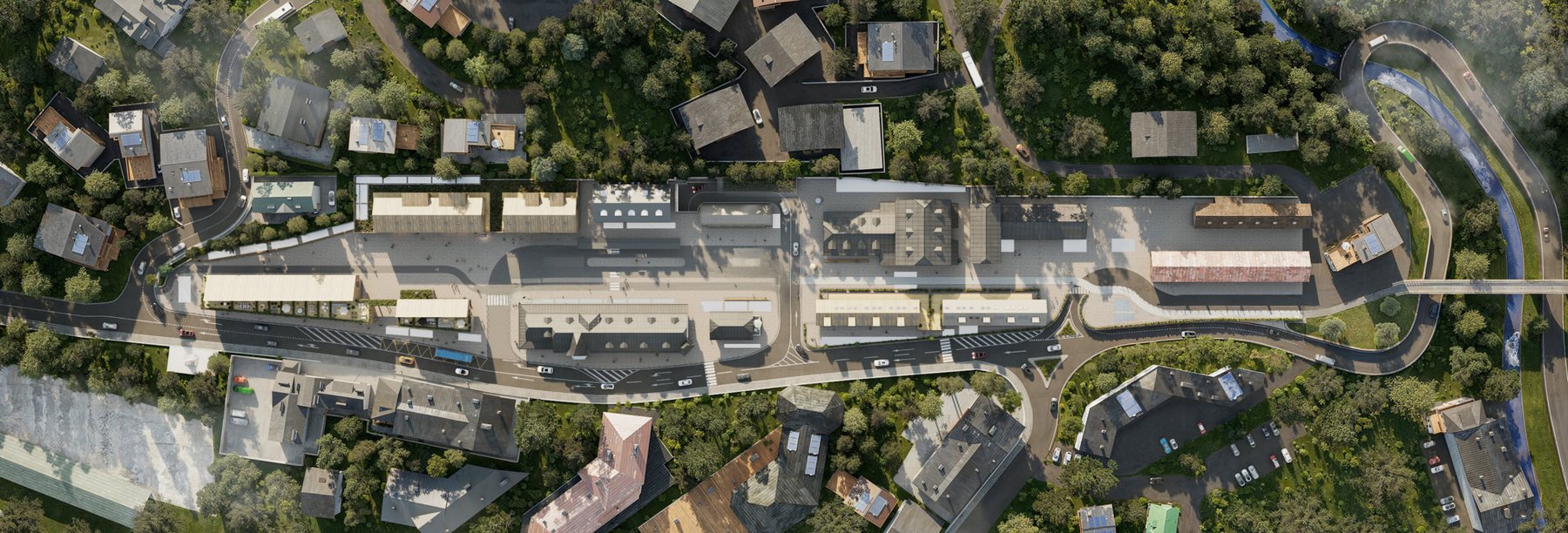 Il masterplan dell'area dell'ex stazione ferroviaria, dall'alto