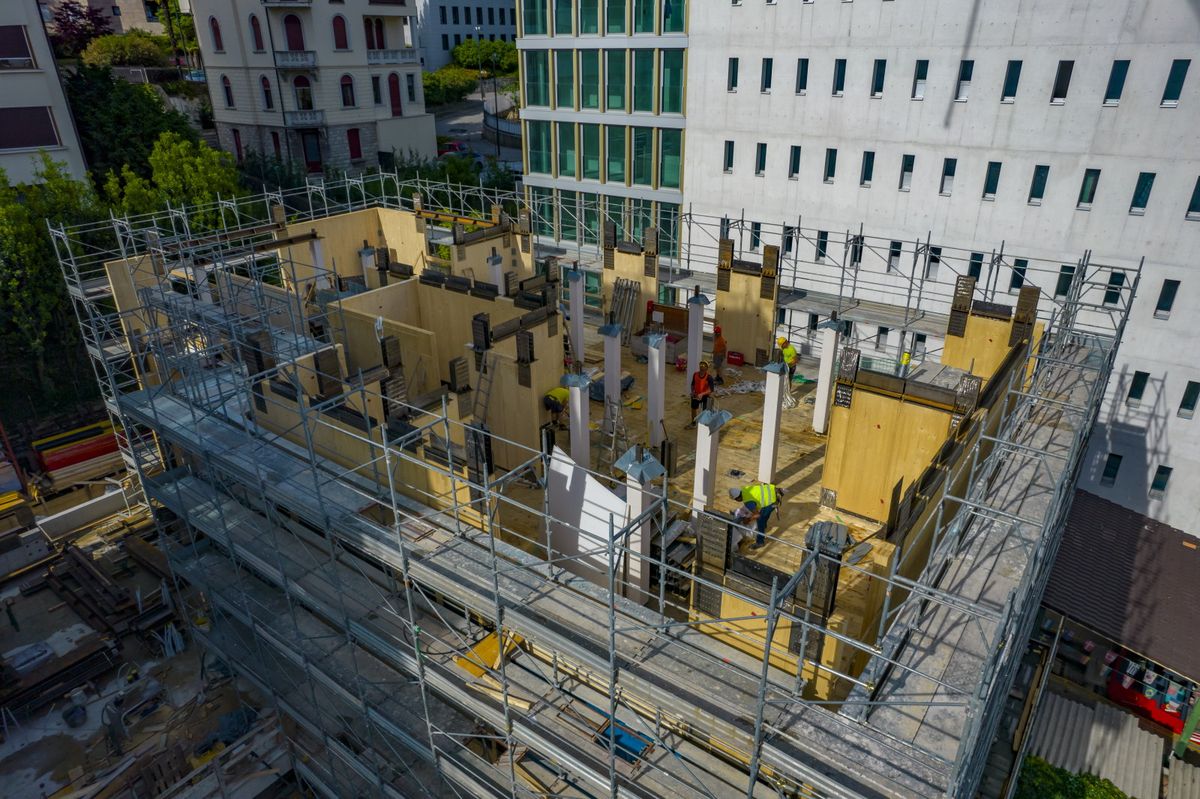 Drohnenaufnahme der Baustelle